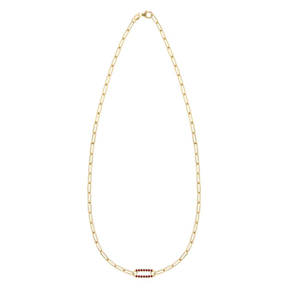 Adelaide 1 Pavé Garnet Link Necklace in 14k Gold (January)