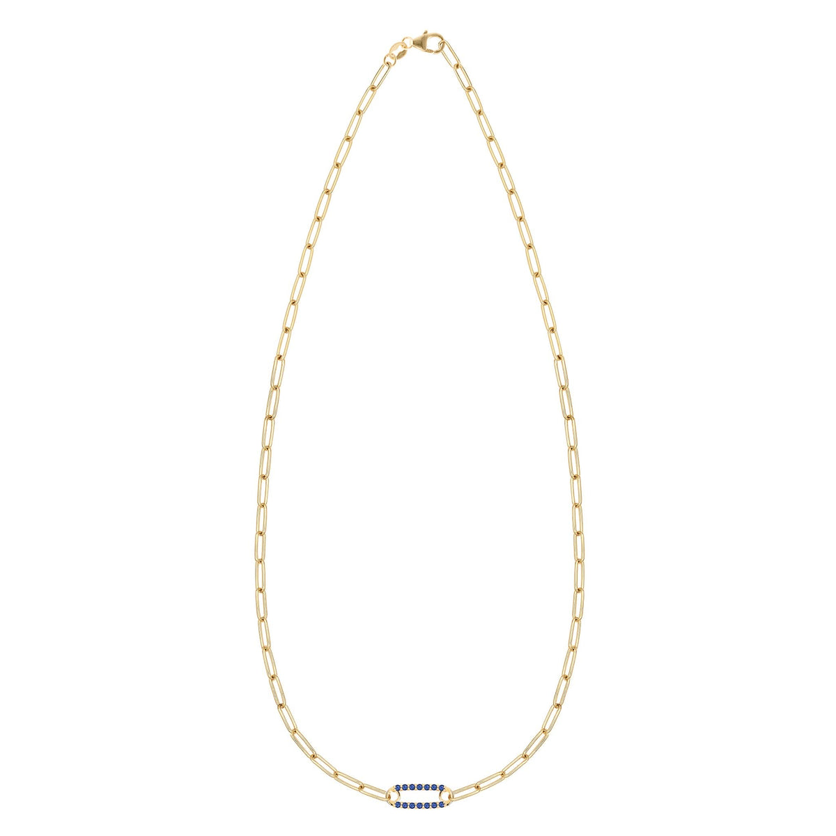 Adelaide 1 Pavé Sapphire Link Necklace in 14k Gold (September)