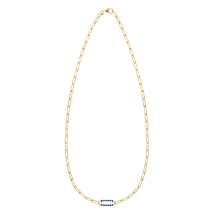 Adelaide 1 Pavé Sapphire Link Necklace in 14k Gold (September)