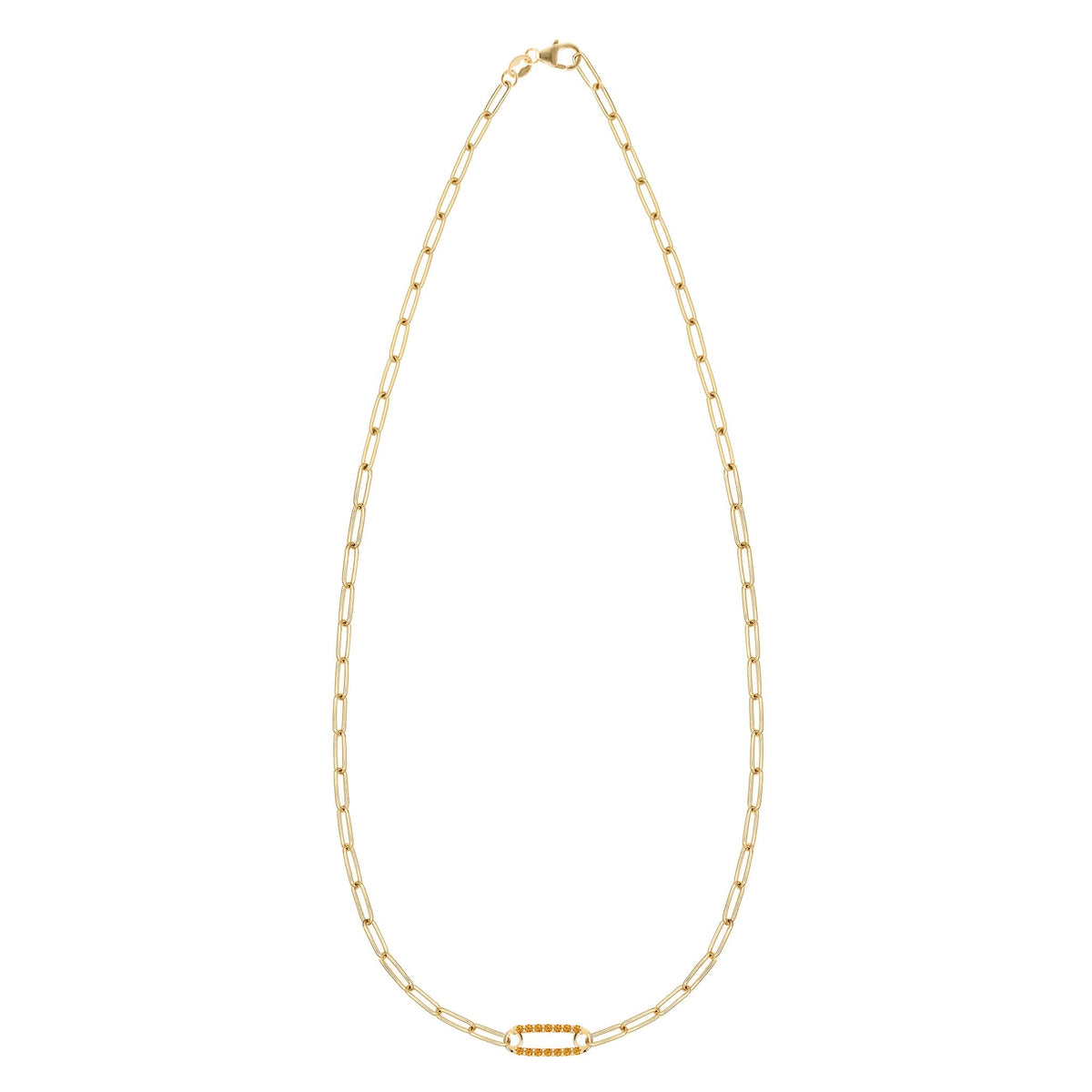 Adelaide 1 Pavé Citrine Link Necklace in 14k Gold (November)