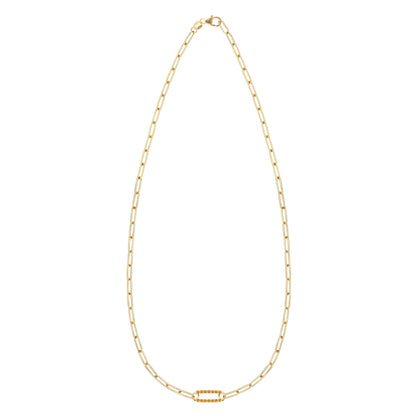 Adelaide 1 Pavé Citrine Link Necklace in 14k Gold (November)