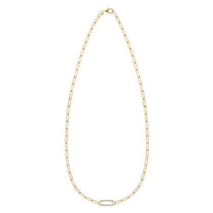 Adelaide 1 Pavé Nantucket Blue Topaz Link Necklace in 14k Gold (December)