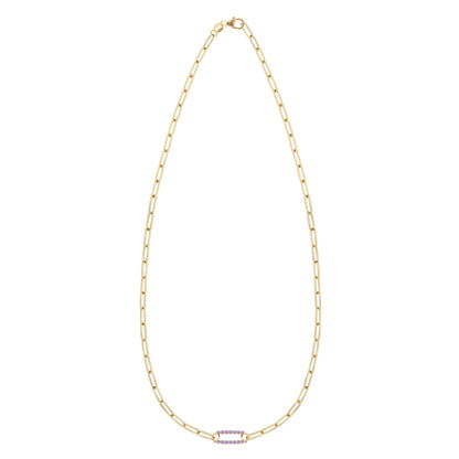 Adelaide 1 Pavé Amethyst Link Necklace in 14k Gold (February)
