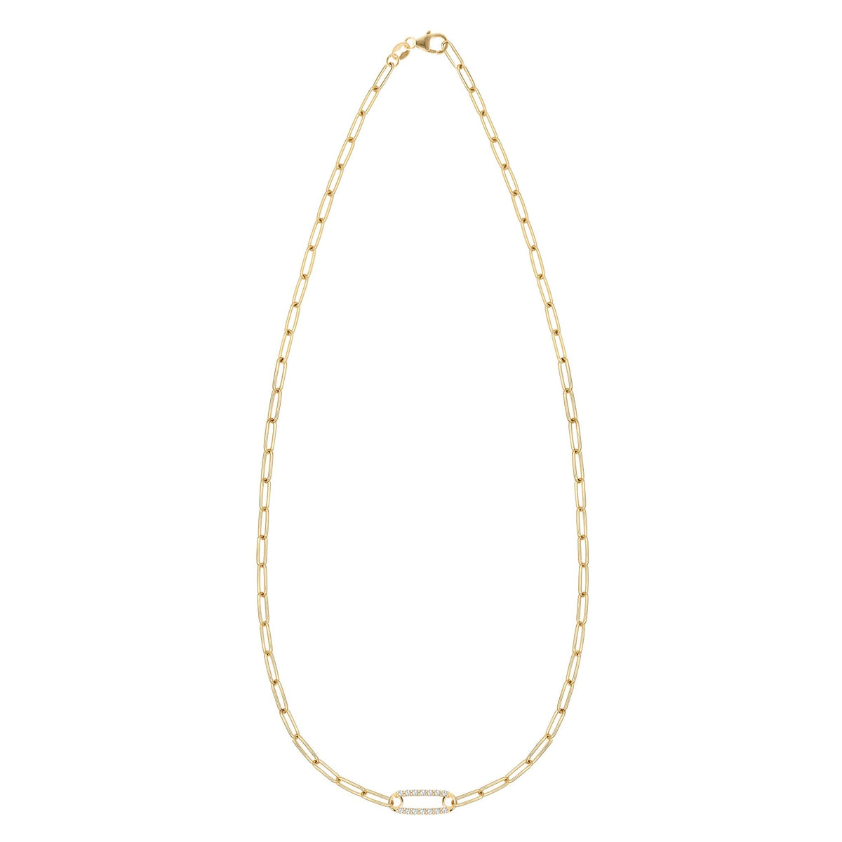 Adelaide 1 Pavé Birthstone Link Necklace in 14k Gold