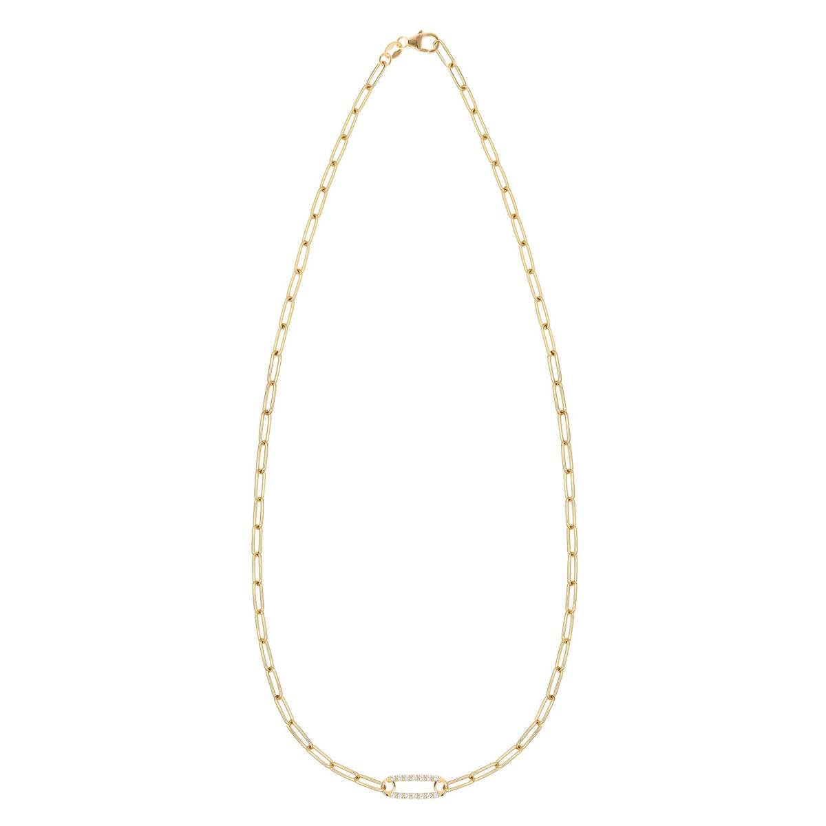 Adelaide 1 Pavé Diamond Link Necklace in 14k Gold (April)