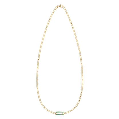 Adelaide 1 Pavé Emerald Link Necklace in 14k Gold (May)