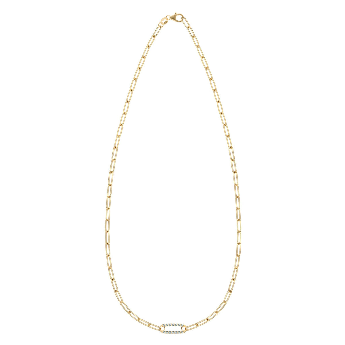 Adelaide 1 Pavé Alexandrite Link Necklace in 14k Gold (June)