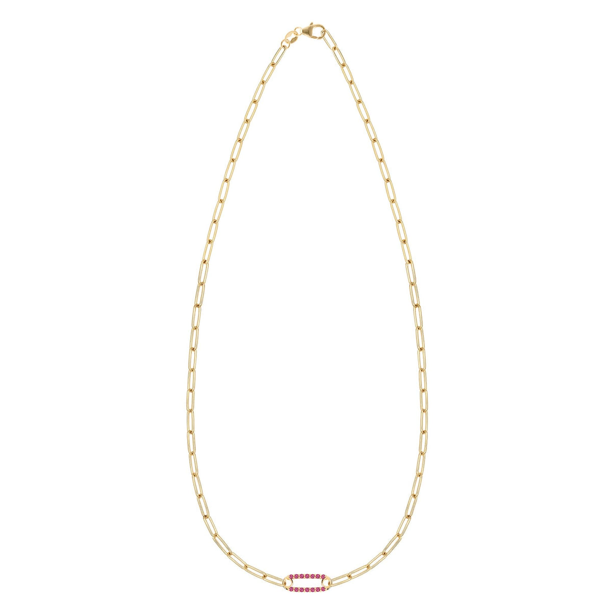 Adelaide 1 Pavé Ruby Link Necklace in 14k Gold (July)