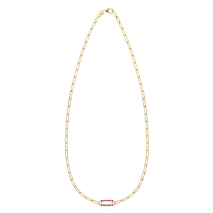 Adelaide 1 Pavé Ruby Link Necklace in 14k Gold (July)