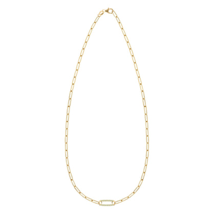 Adelaide 1 Pavé Peridot Link Necklace in 14k Gold (August)