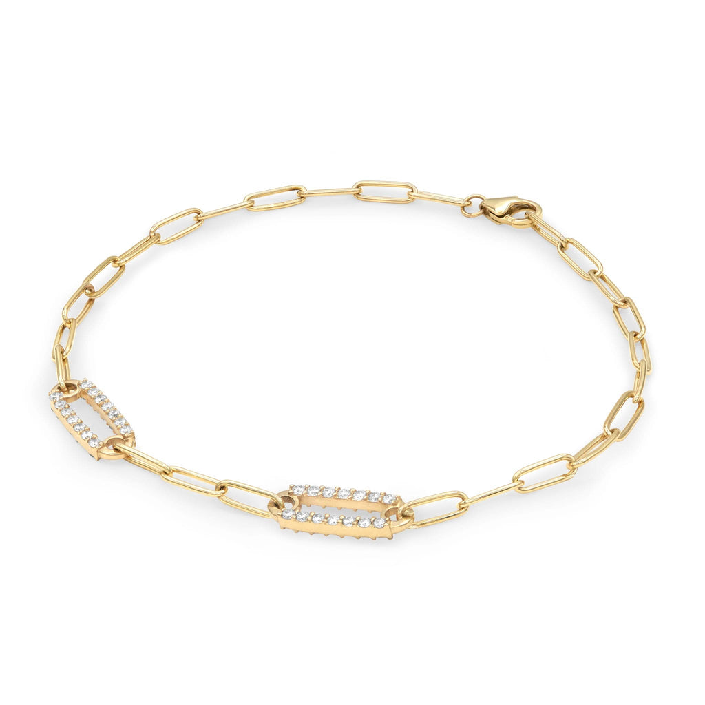 Adelaide 2 Pavé Birthstone Link Bracelet in 14k Gold