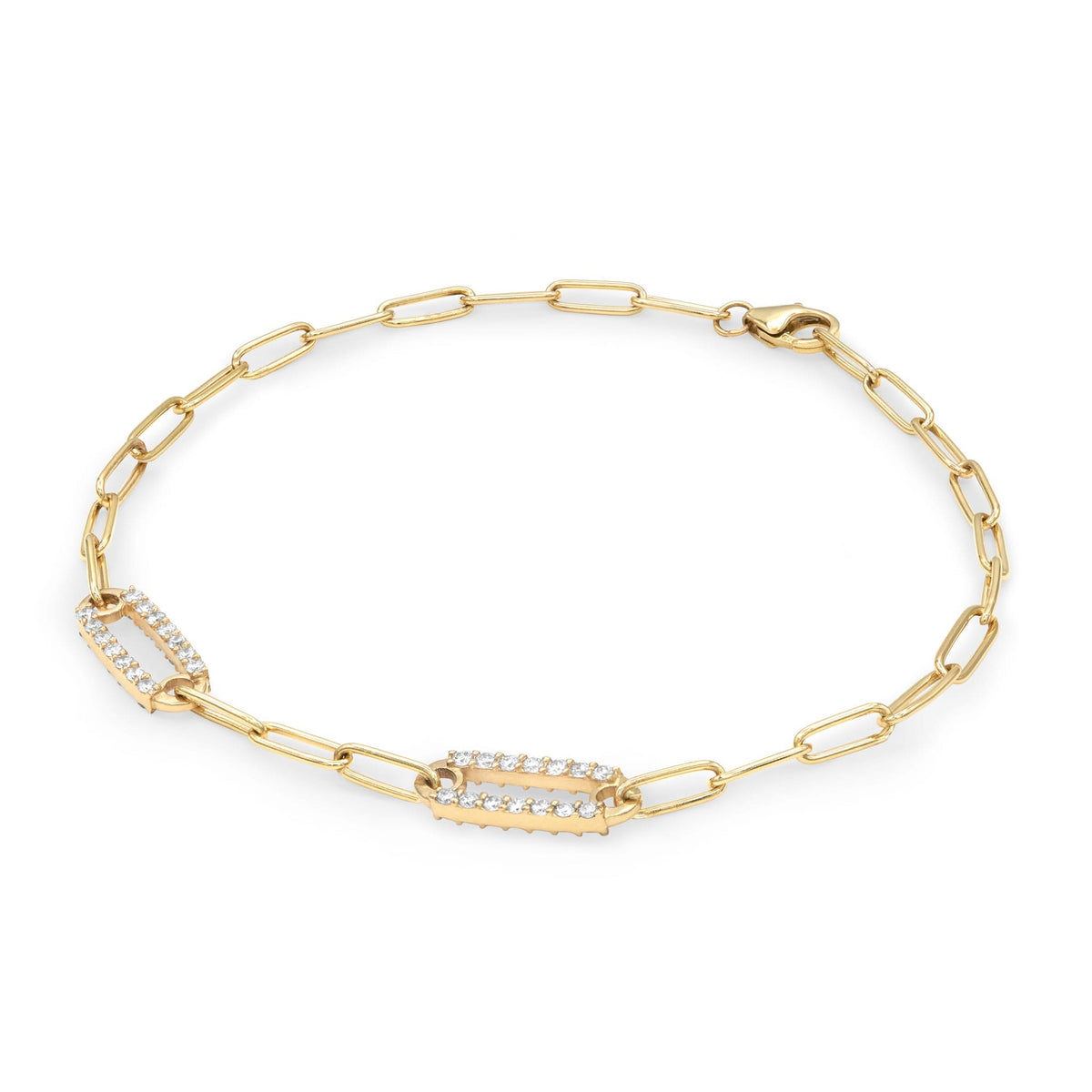 Adelaide 2 Pavé Birthstone Link Bracelet in 14k Gold