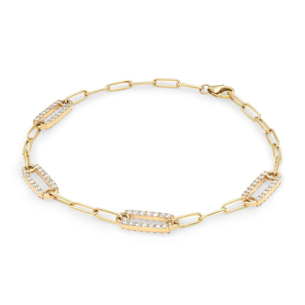 Adelaide 4 Pavé Birthstone Link Bracelet in 14k Gold