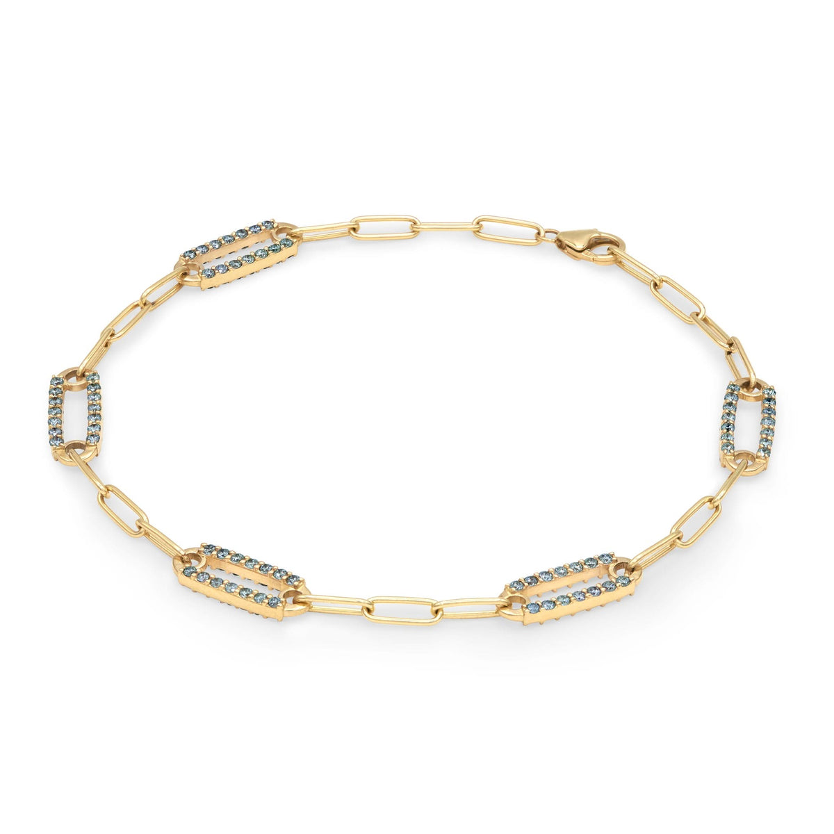 Adelaide 5 Pavé Alexandrite Link Bracelet in 14k Gold (June)