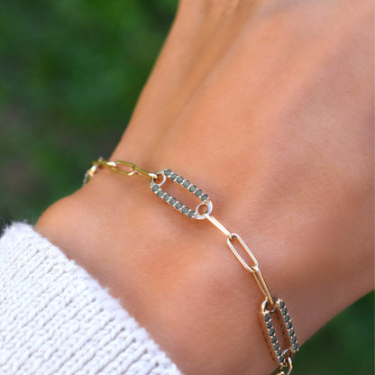 Adelaide 5 Pavé Alexandrite Link Bracelet in 14k Gold (June)