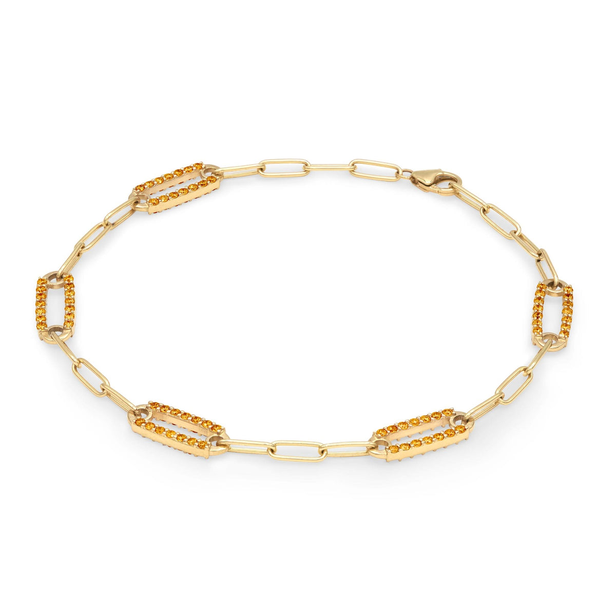 Adelaide 5 Pavé Citrine Link Bracelet in 14k Gold (November)