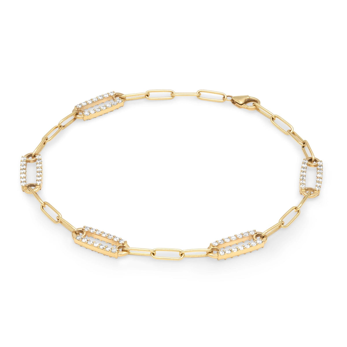Adelaide 5 Pavé Diamond Link Bracelet in 14k Gold (April)