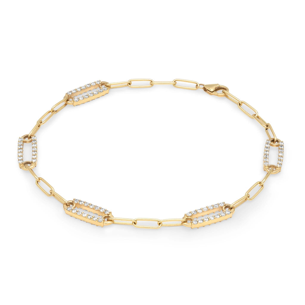 Adelaide 5 Pavé Birthstone Link Bracelet in 14k Gold
