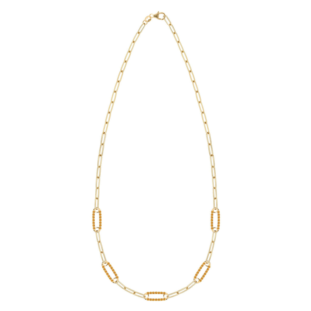 Adelaide 5 Pavé Citrine Link Necklace in 14k Gold (November)