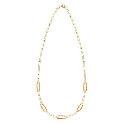 Adelaide 5 Pavé Citrine Link Necklace in 14k Gold (November)