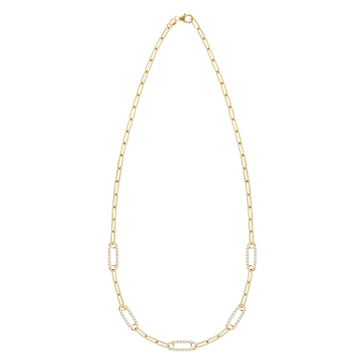 Adelaide 5 Pavé Diamond Link Necklace in 14k Gold (April)