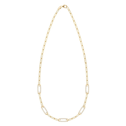 Adelaide 5 Pavé Diamond Link Necklace in 14k Gold (April)
