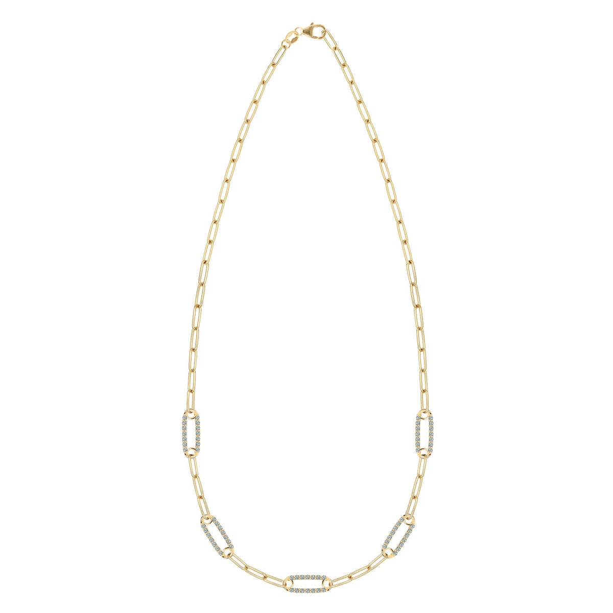 Adelaide 5 Pavé Alexandrite Link Necklace in 14k Gold (June)