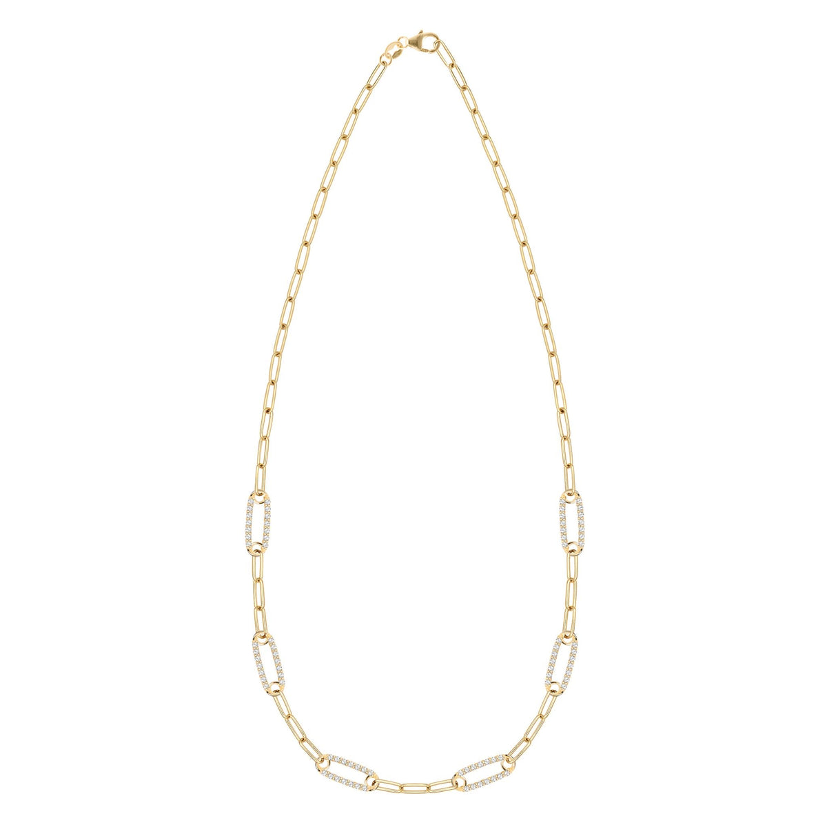 Adelaide 6 Pavé Birthstone Link Necklace in 14k Gold