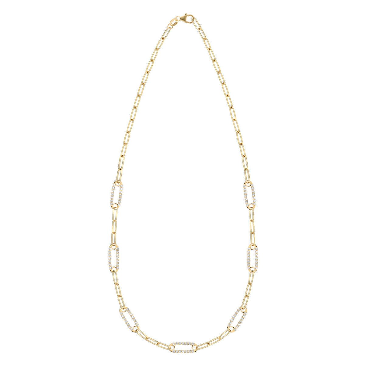 Adelaide 7 Pavé Birthstone Link Necklace in 14k Gold