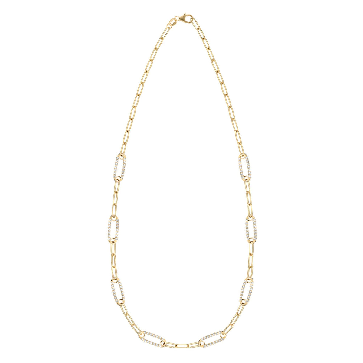 Adelaide 8 Pavé Birthstone Link Necklace in 14k Gold
