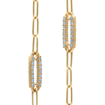 Adelaide 5 Pavé Nantucket Blue Topaz Link Bracelet in 14k Gold (December)