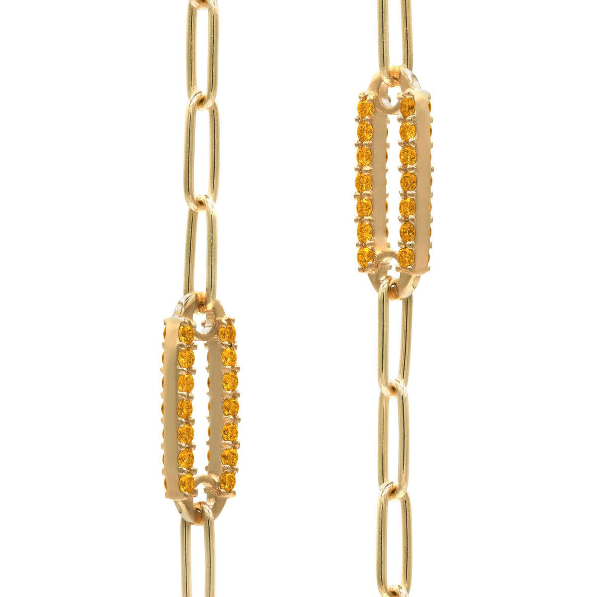 Adelaide 1 Pavé Citrine Link Necklace in 14k Gold (November)