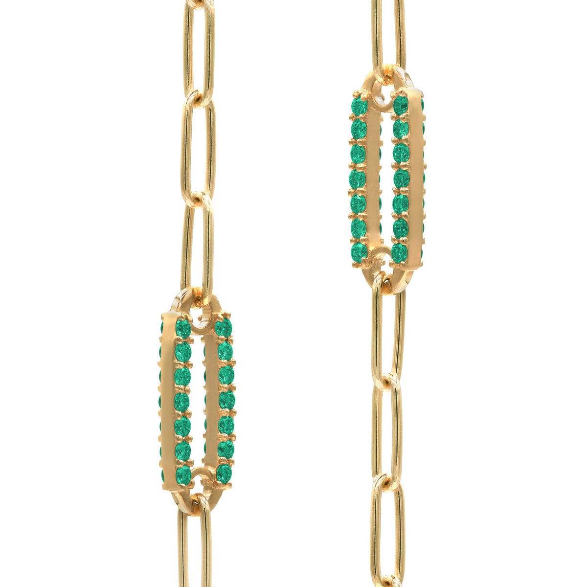 Adelaide 1 Pavé Emerald Link Bracelet in 14k Gold (May)
