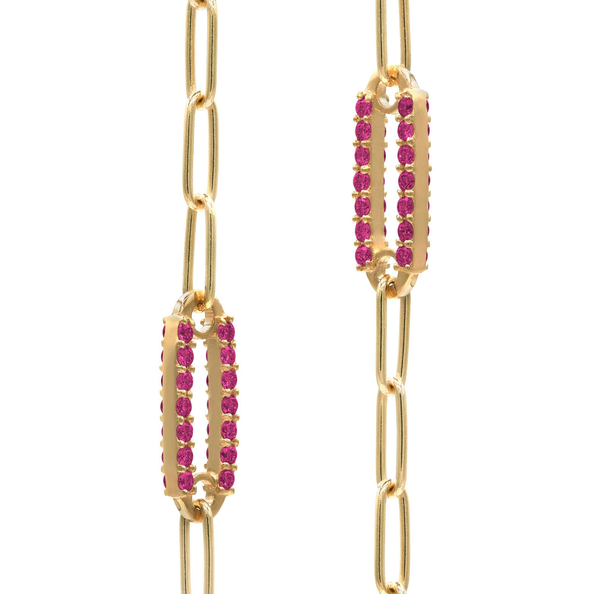Adelaide 1 Pavé Ruby Link Bracelet in 14k Gold (July)