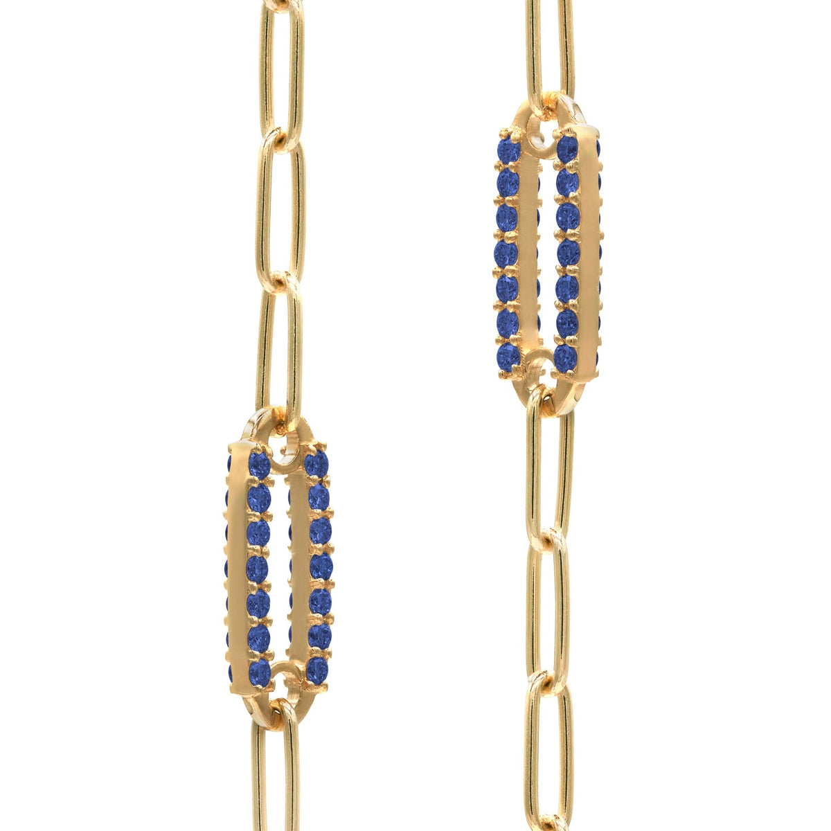 Adelaide 5 Pavé Sapphire Link Bracelet in 14k Gold (September)