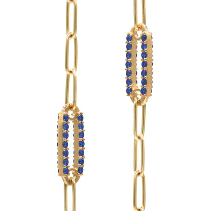 Adelaide 5 Pavé Sapphire Link Bracelet in 14k Gold (September)