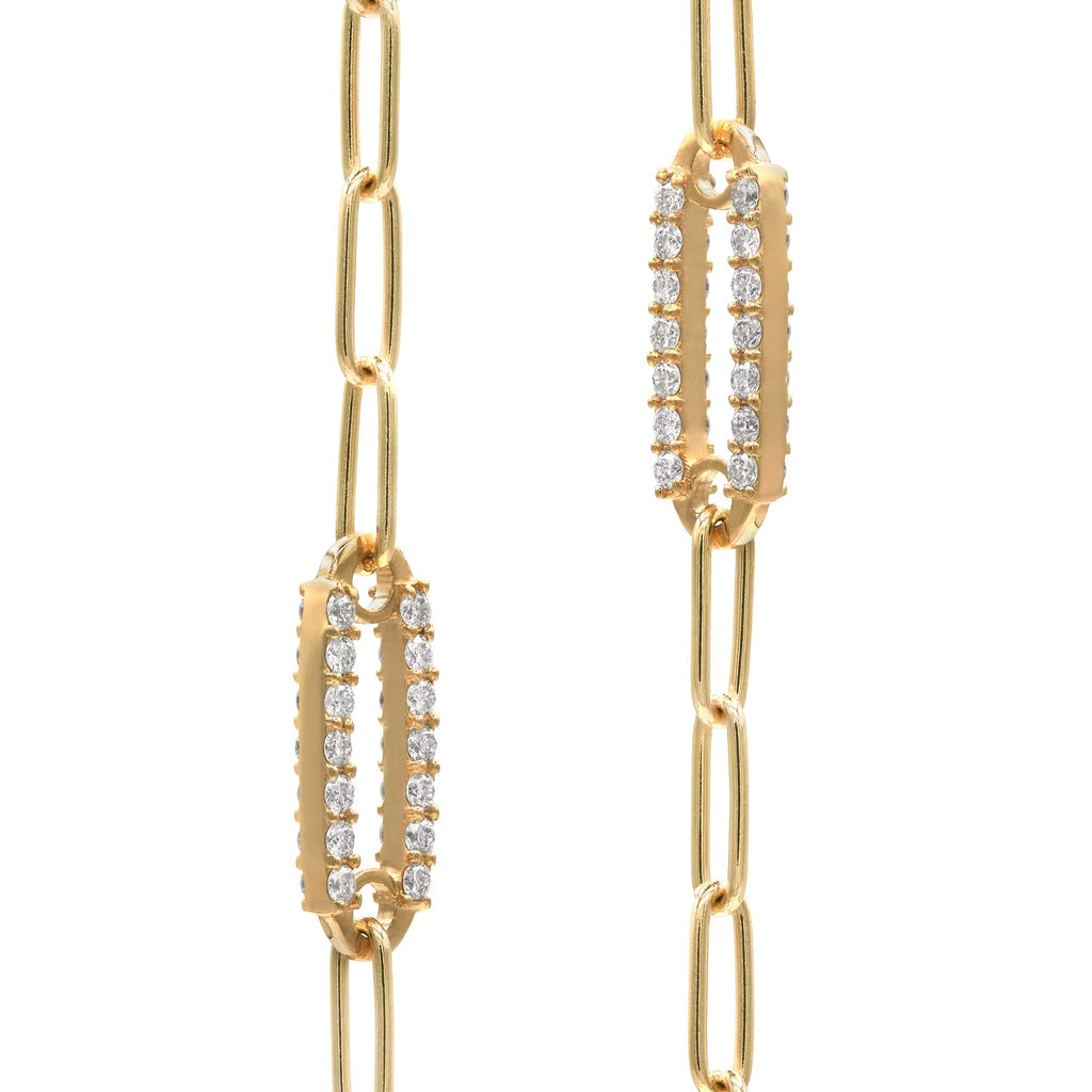 Adelaide 5 Pavé Birthstone Link Bracelet in 14k Gold