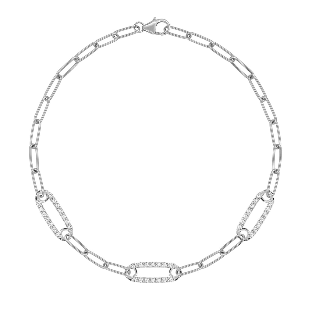 Adelaide 3 Pavé Birthstone Link Bracelet in 14k Gold