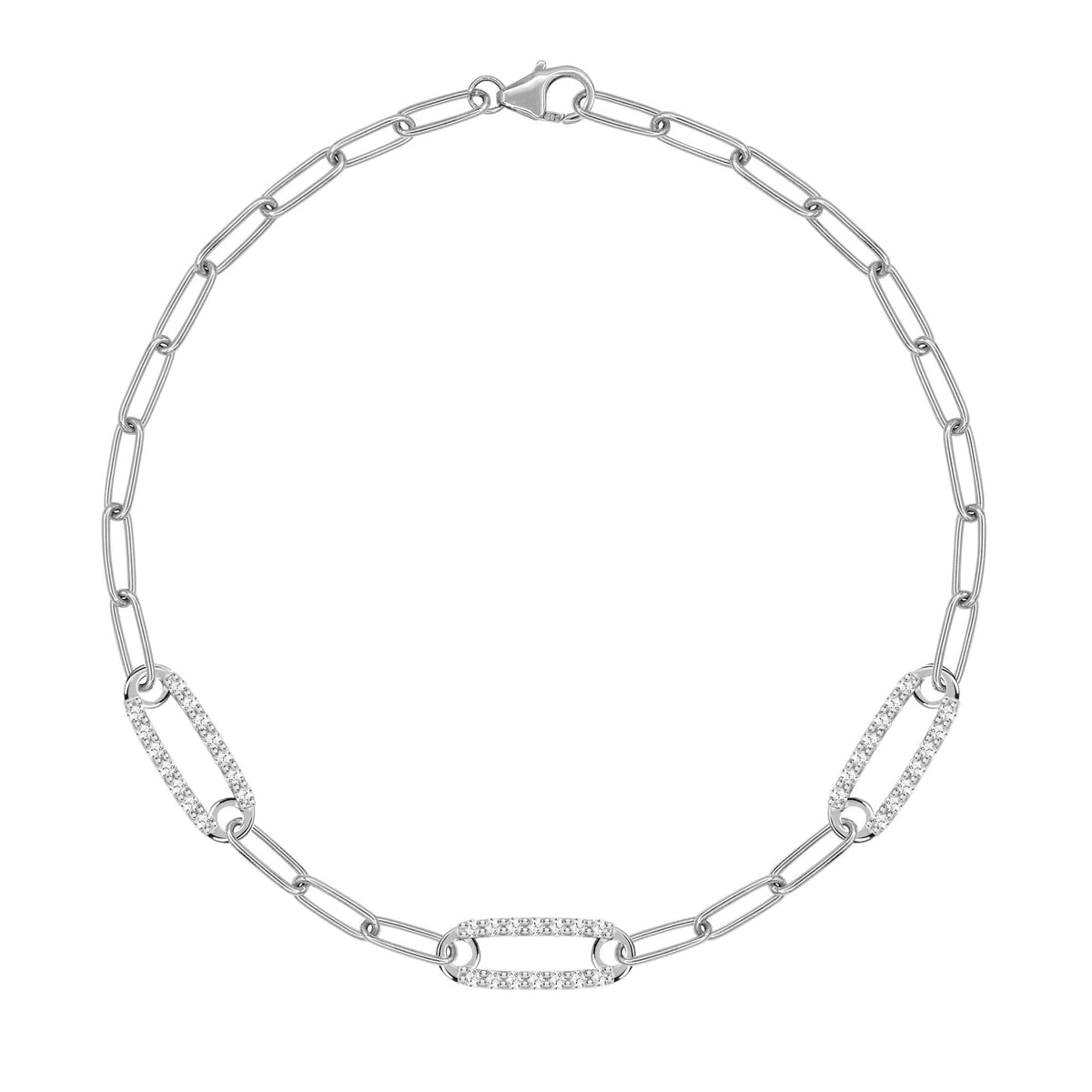 Adelaide 3 Pavé Birthstone Link Bracelet in 14k Gold