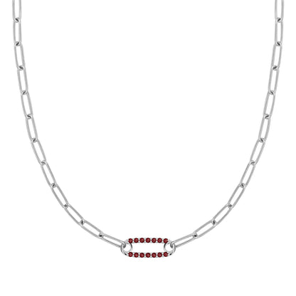 Adelaide 1 Pavé Garnet Link Necklace in 14k Gold (January)