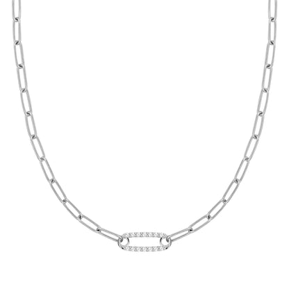 Adelaide 1 Pavé Diamond Link Necklace in 14k Gold (April)