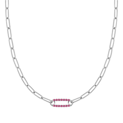 Adelaide 1 Pavé Ruby Link Necklace in 14k Gold (July)