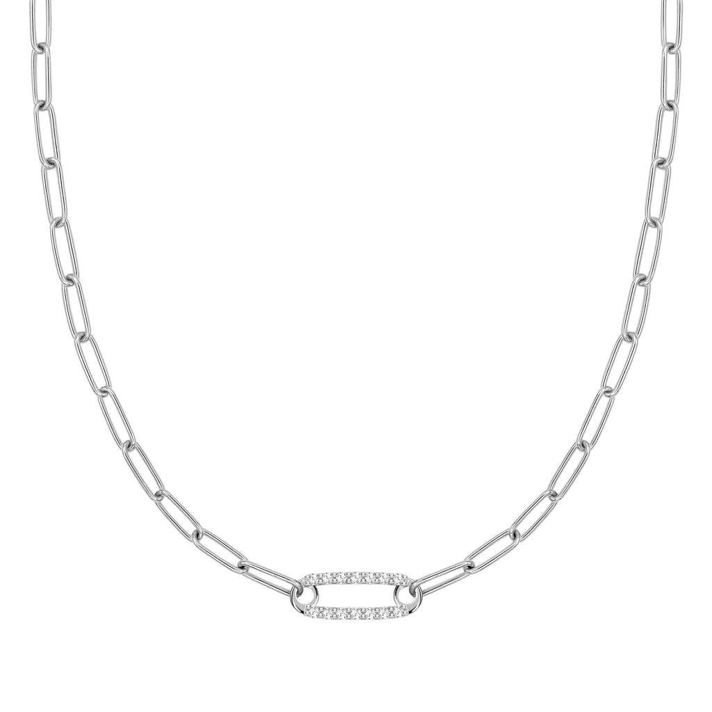 Adelaide 1 Pavé Birthstone Link Necklace in 14k Gold