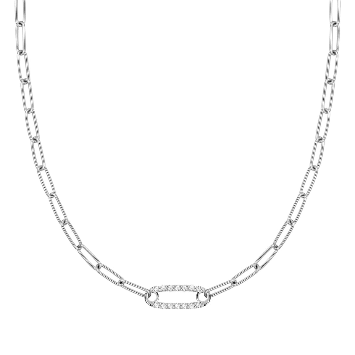 Adelaide 1 Pavé Birthstone Link Necklace in 14k Gold