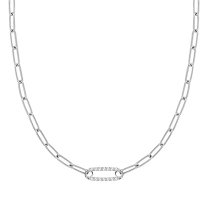 Adelaide 1 Pavé Birthstone Link Necklace in 14k Gold