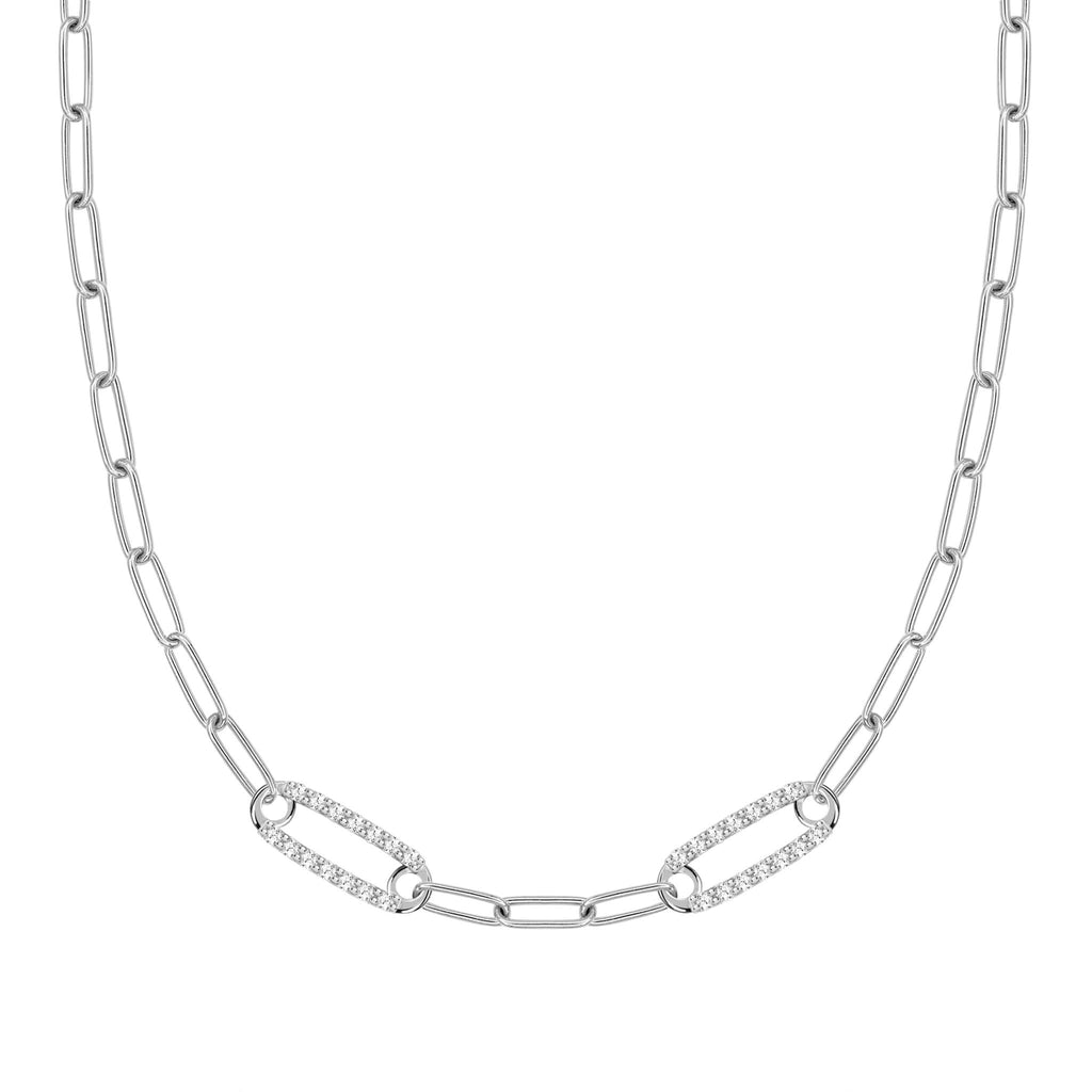 Adelaide 2 Pavé Birthstone Link Necklace in 14k Gold