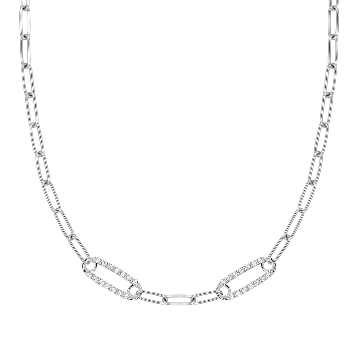 Adelaide 2 Pavé Birthstone Link Necklace in 14k Gold