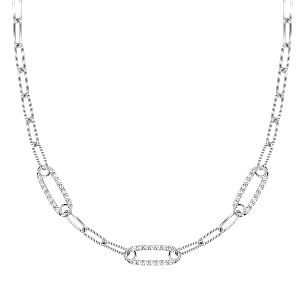 Adelaide 3 Pavé Birthstone Link Necklace in 14k Gold