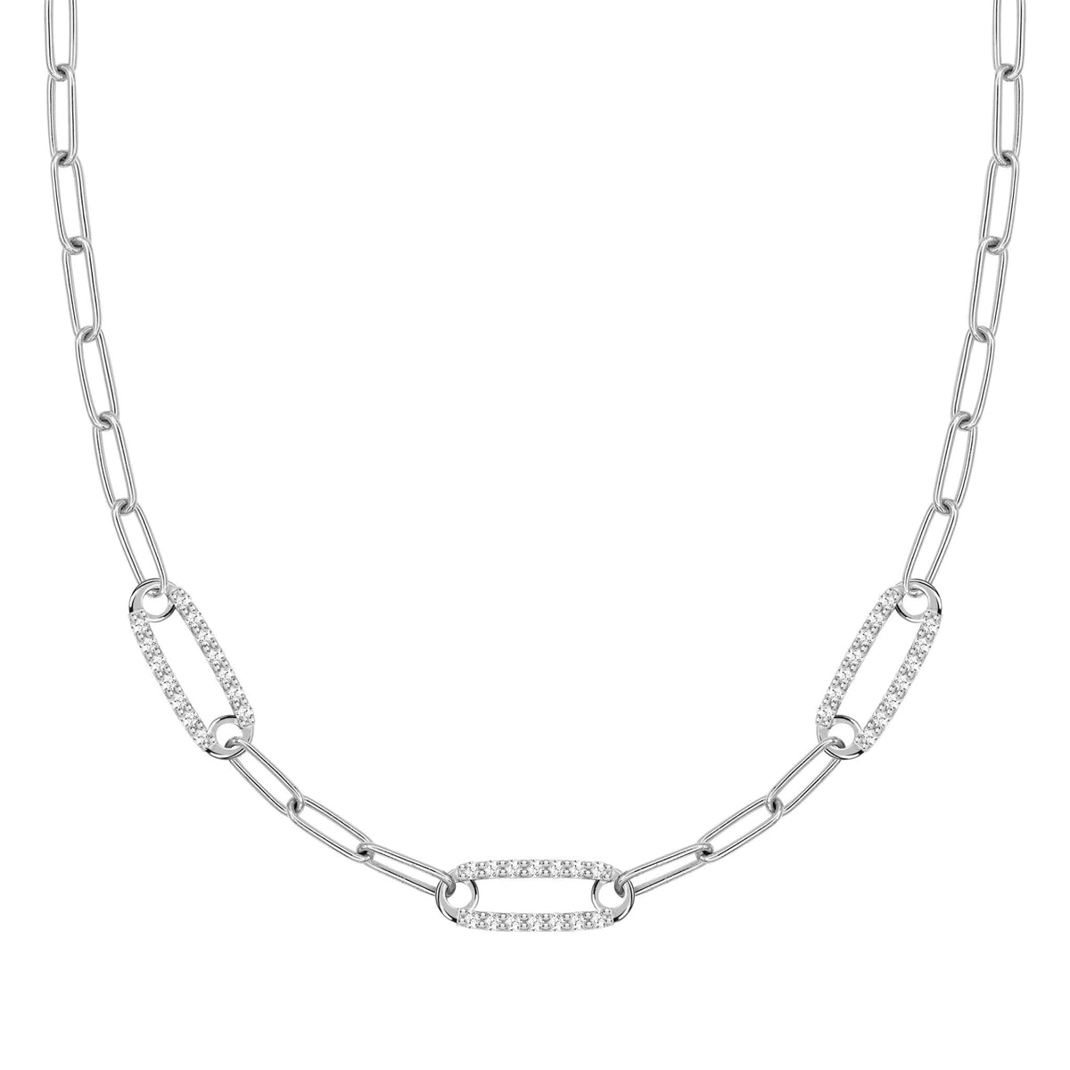 Adelaide 3 Pavé Birthstone Link Necklace in 14k Gold