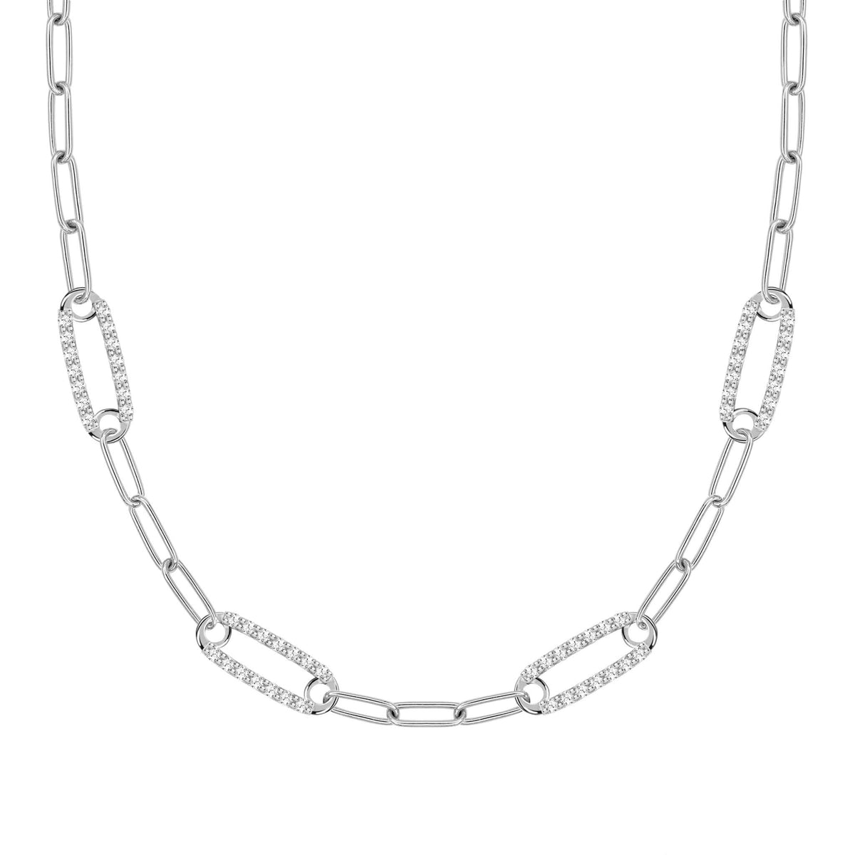 Adelaide 4 Pavé Birthstone Link Necklace in 14k Gold